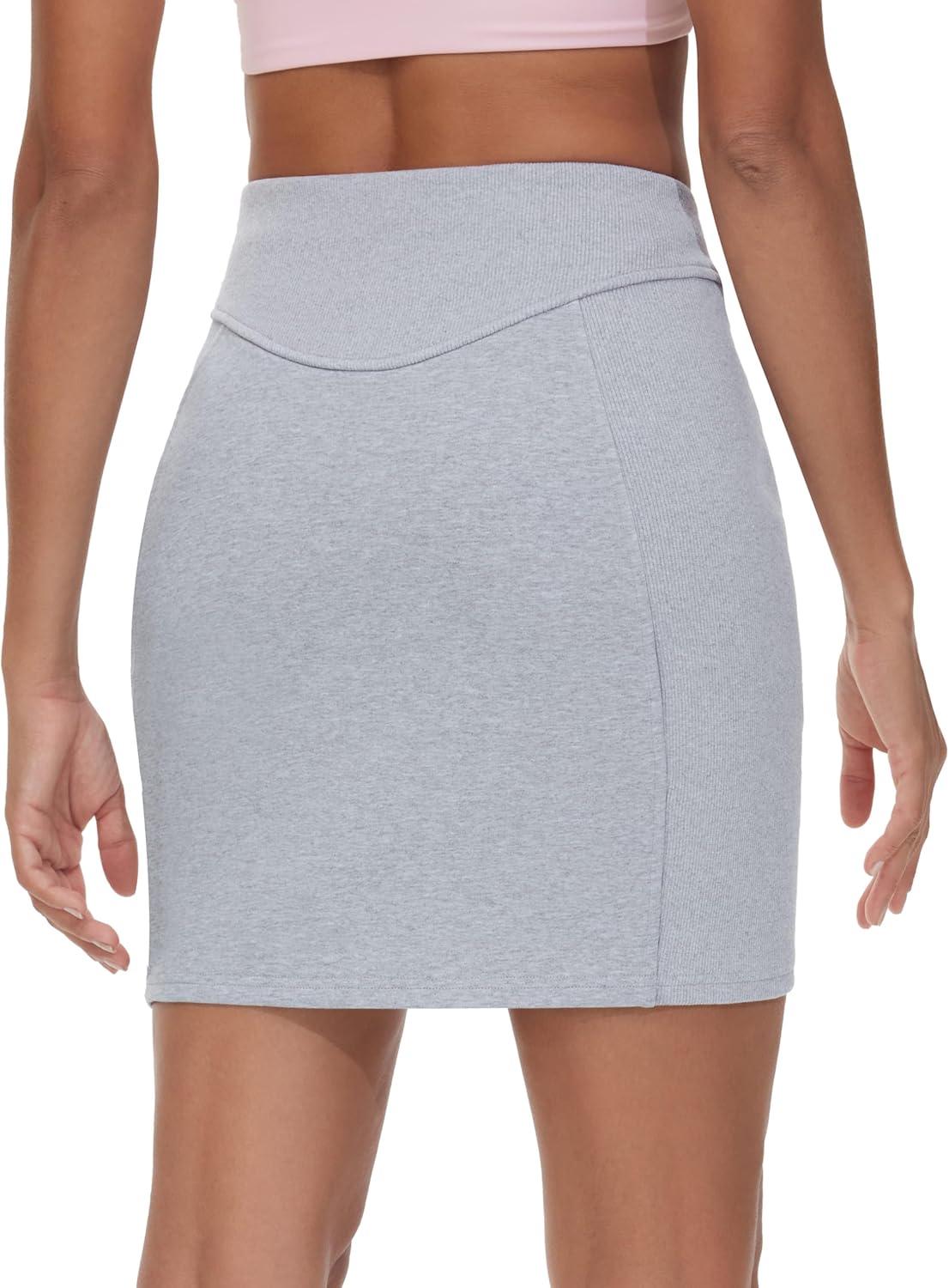 imageTHE GYM PEOPLE Womens High Waisted Sweat Skirts Lounge Workout Mini Pencil Short SkirtGrey
