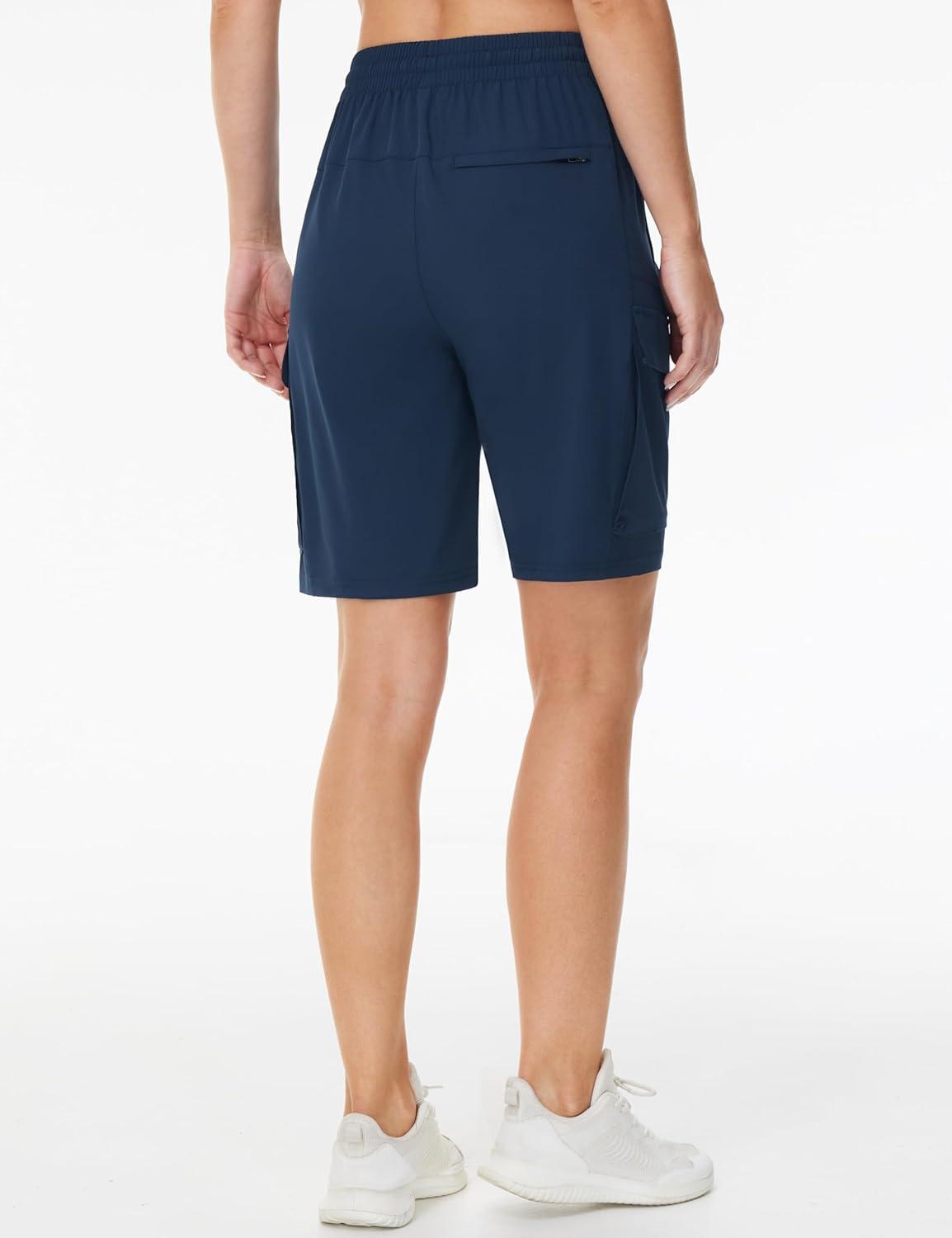 imageTHE GYM PEOPLE Womens Lightweight Quick Dry Golf Hiking Cargo Shorts with Zipper PocketsBlue