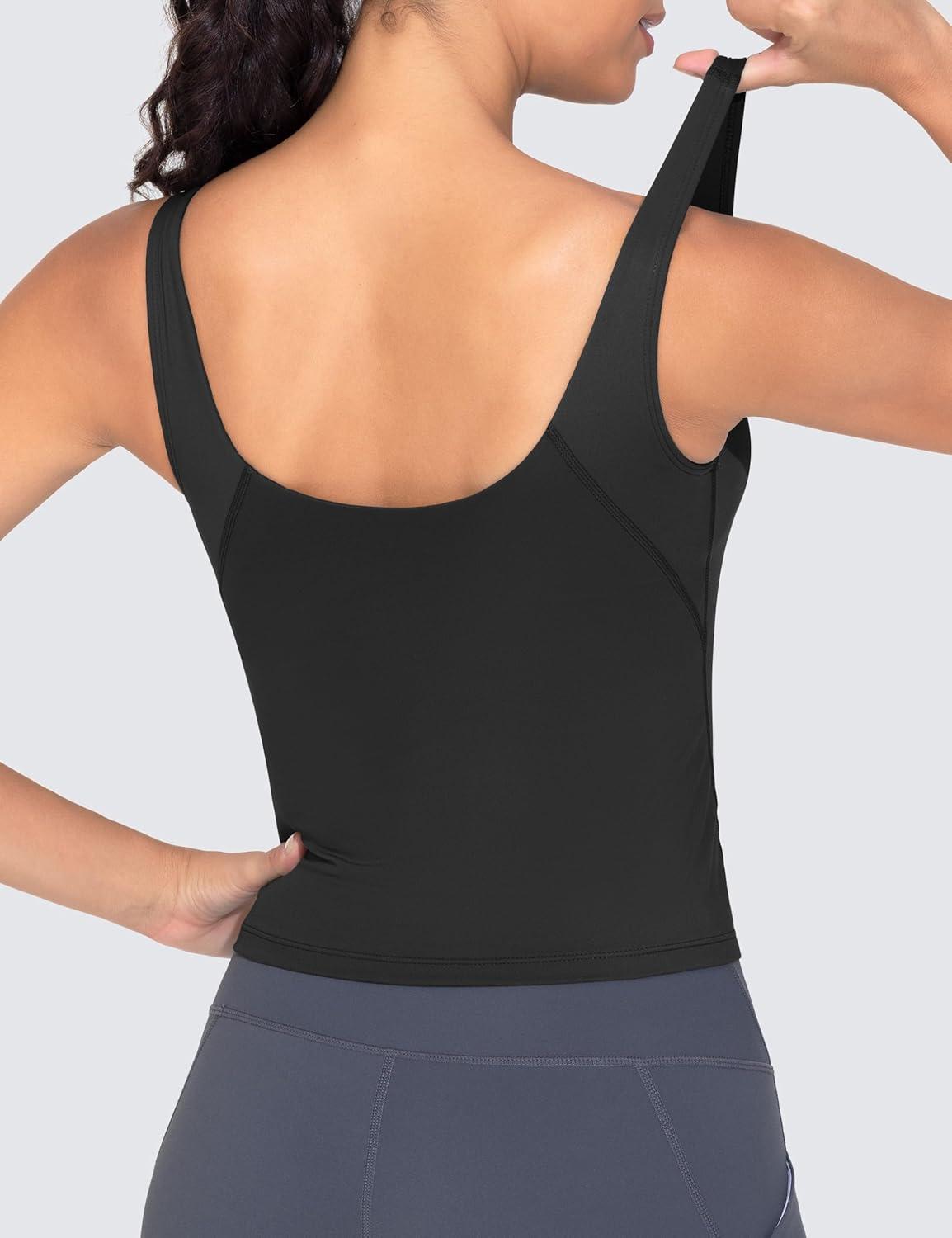 imageTHE GYM PEOPLE Womens Longline Sports Bra Wirefree Padded Workout Yoga Tank TopBlack