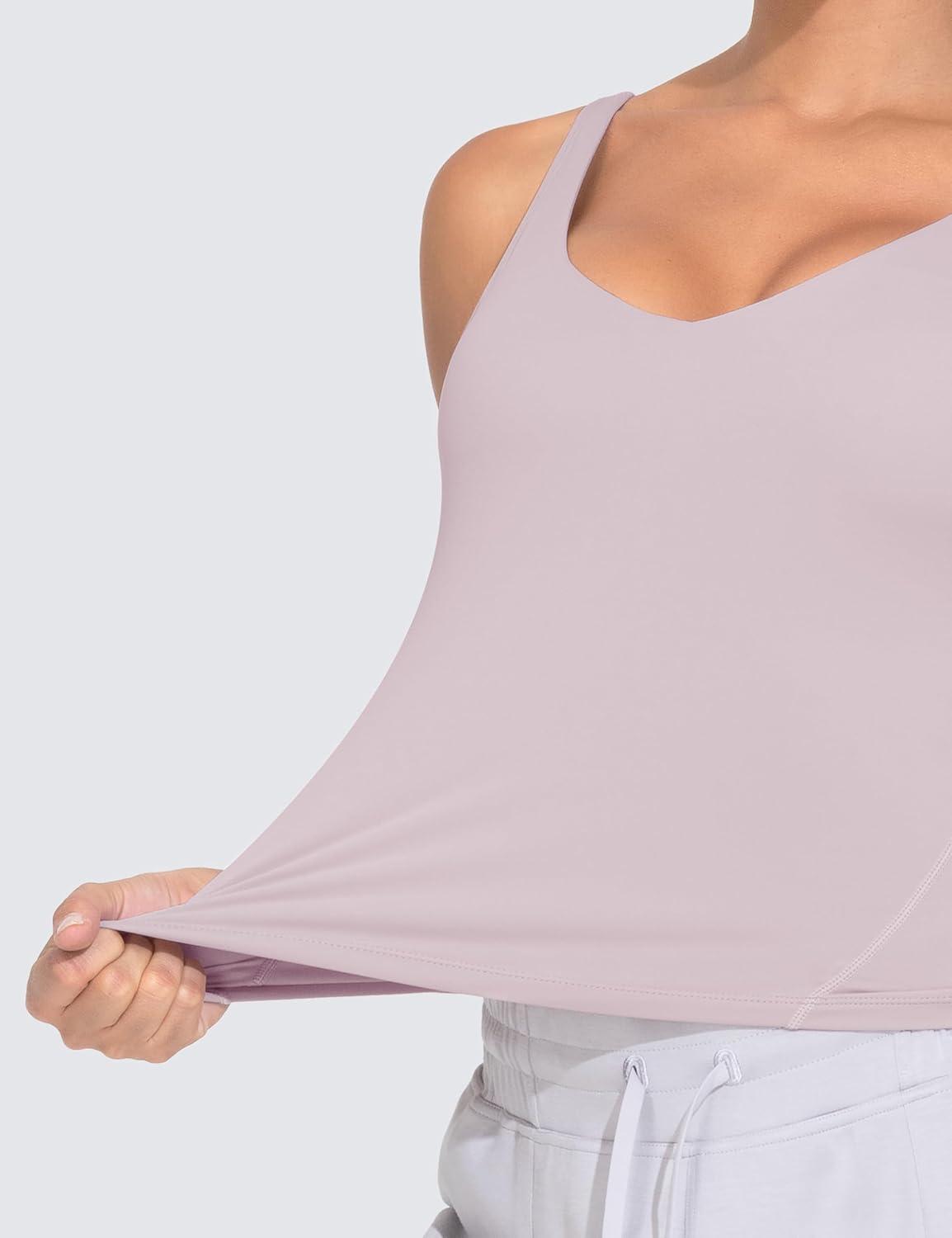 imageTHE GYM PEOPLE Womens Longline Sports Bra Wirefree Padded Workout Yoga Tank TopLight Purple