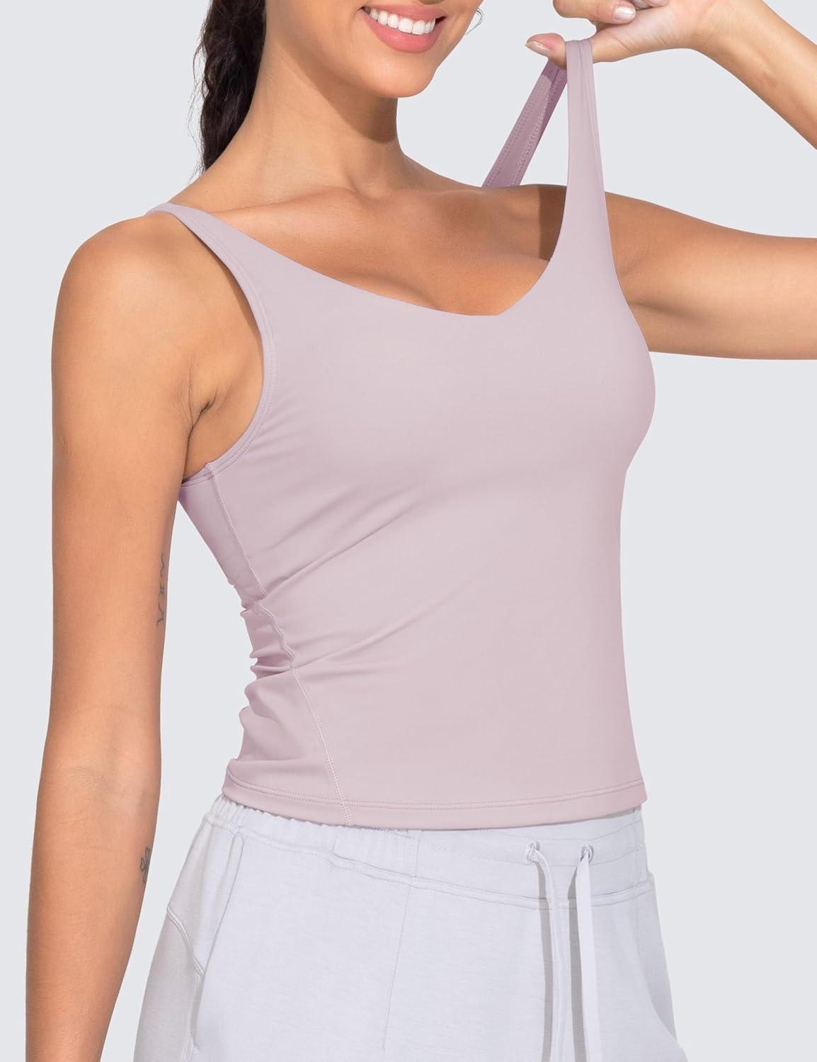 imageTHE GYM PEOPLE Womens Longline Sports Bra Wirefree Padded Workout Yoga Tank TopLight Purple