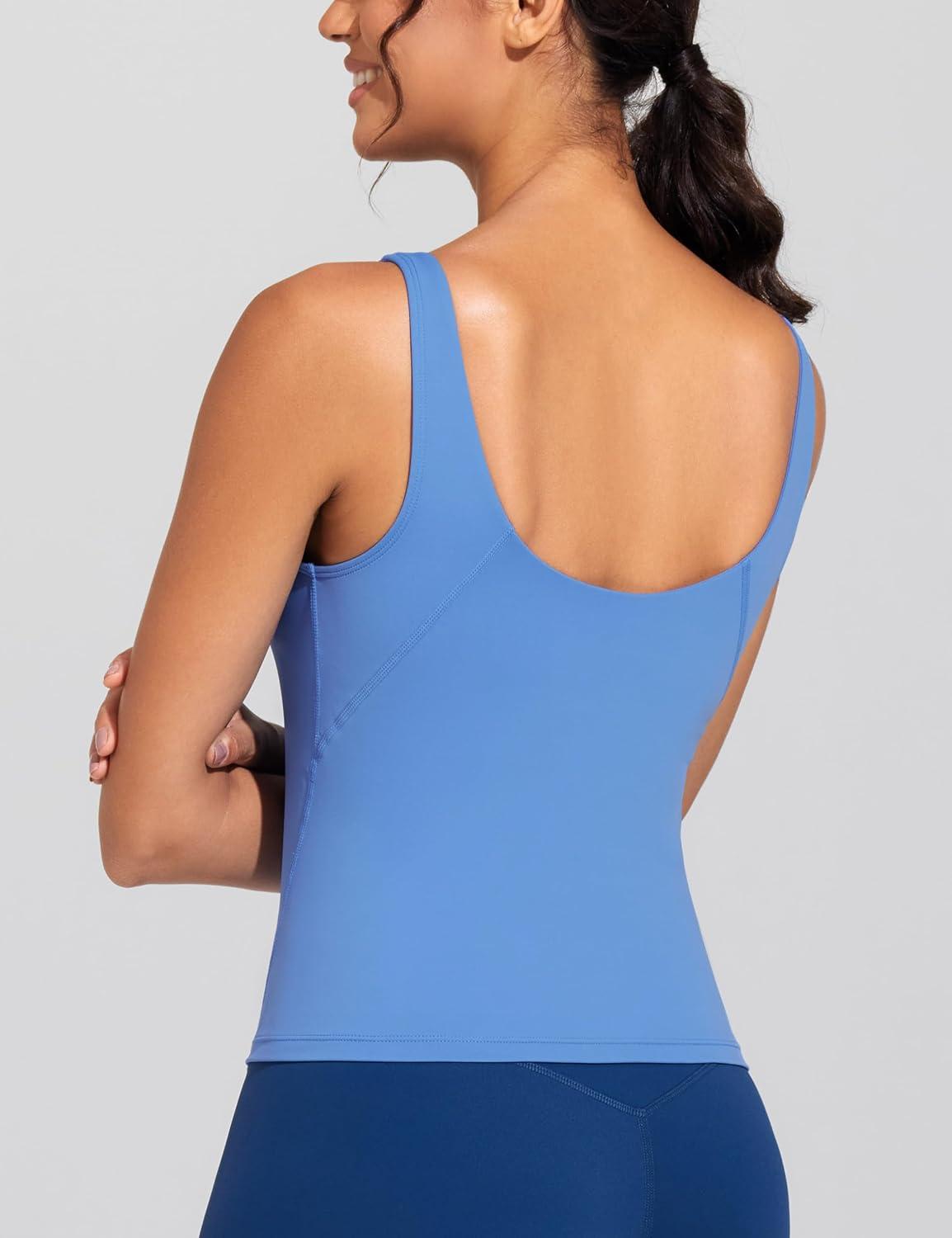 imageTHE GYM PEOPLE Womens Longline Sports Bra Wirefree Padded Workout Yoga Tank TopSea Blue