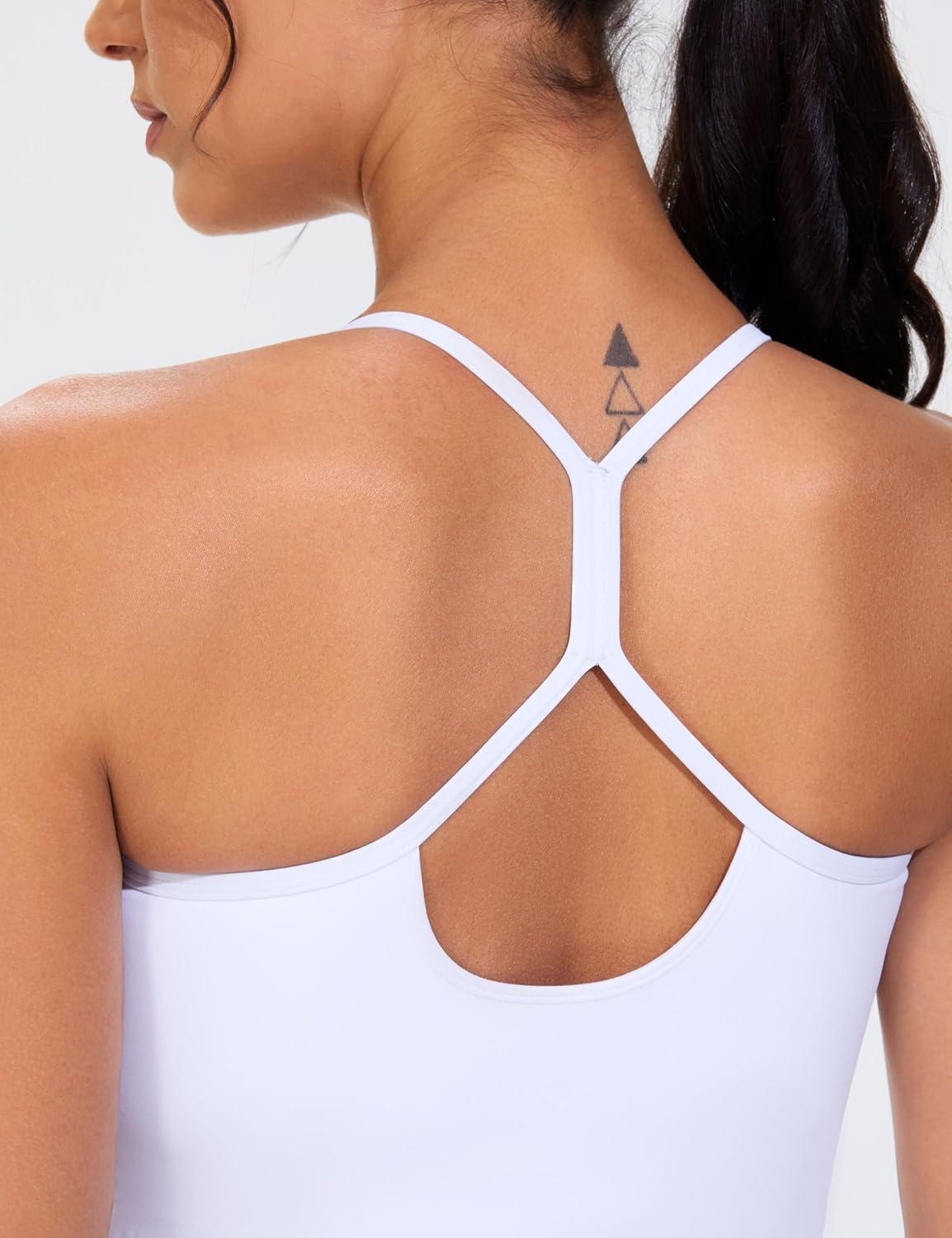 imageTHE GYM PEOPLE Womens Maternity Tank Tops Racerback Pregnancy Ruched Sleeveless Yoga Workout Shirts with Removable PaddedWhite