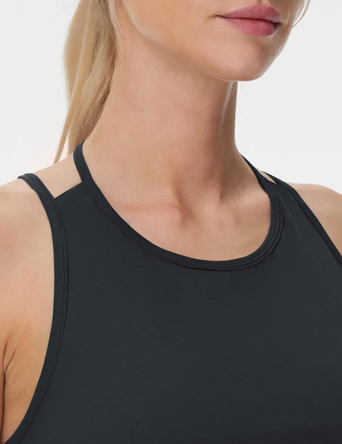 imageTHE GYM PEOPLE Womens Racerback Workout Tank Tops Lightweight Stretchy Sleeveless Running Athletic Yoga Tee ShirtsBlack