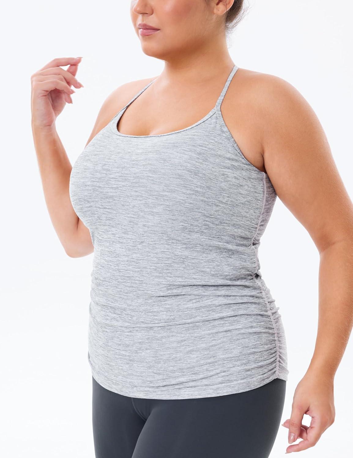 imageTHE GYM PEOPLE Womens Racerback Workout Tank Tops Sleeveless Yoga Athletic Shirts with Built in BraLight Grey Heather