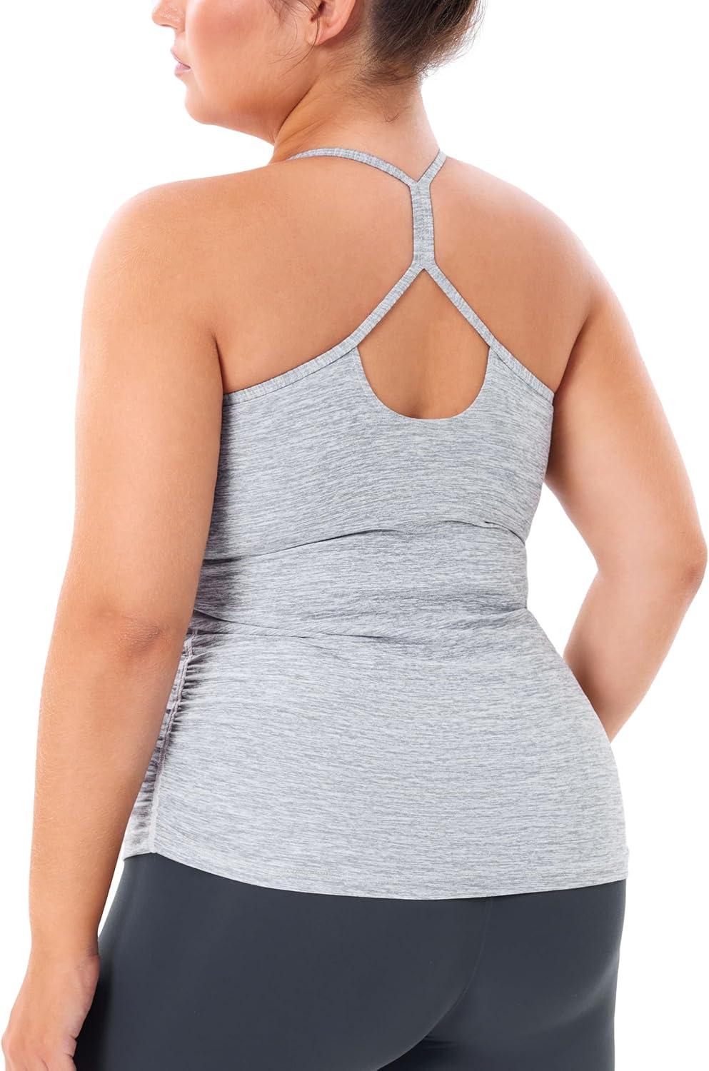 imageTHE GYM PEOPLE Womens Racerback Workout Tank Tops Sleeveless Yoga Athletic Shirts with Built in BraLight Grey Heather