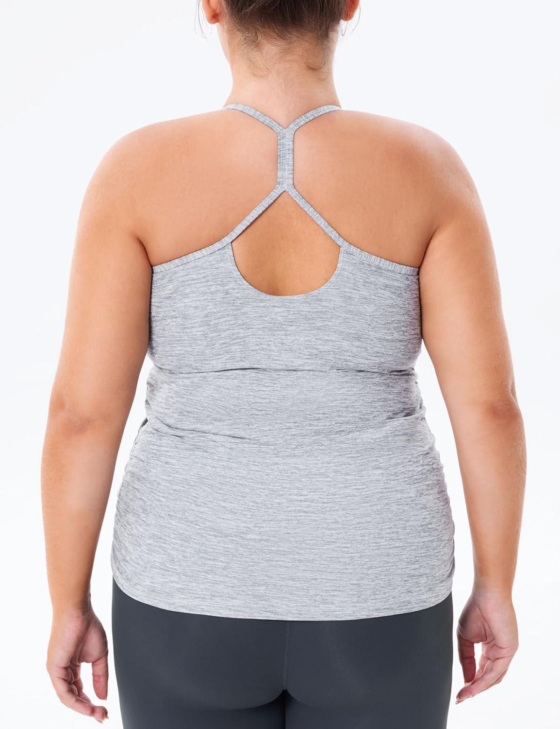 imageTHE GYM PEOPLE Womens Racerback Workout Tank Tops Sleeveless Yoga Athletic Shirts with Built in BraLight Grey Heather