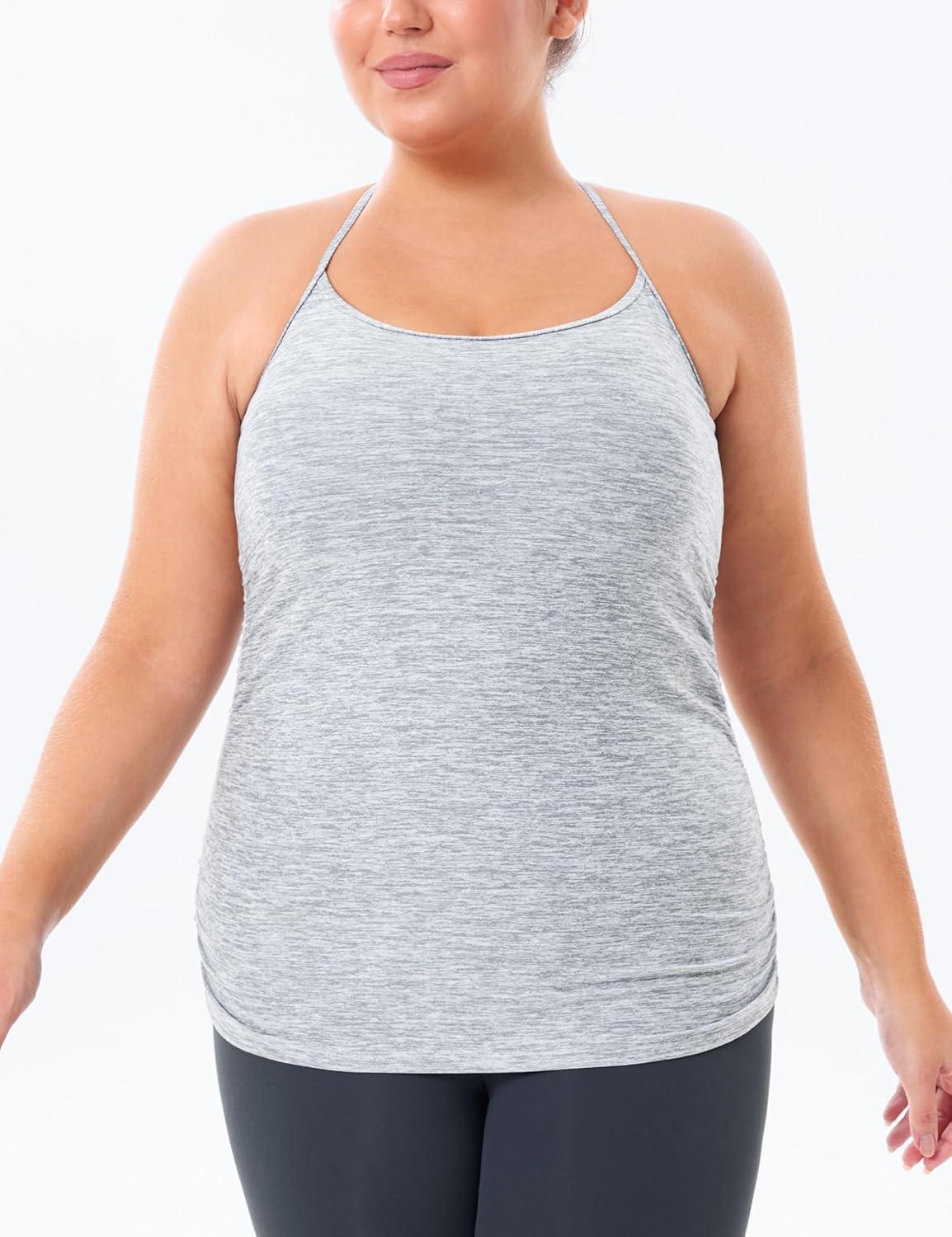 imageTHE GYM PEOPLE Womens Racerback Workout Tank Tops Sleeveless Yoga Athletic Shirts with Built in BraLight Grey Heather