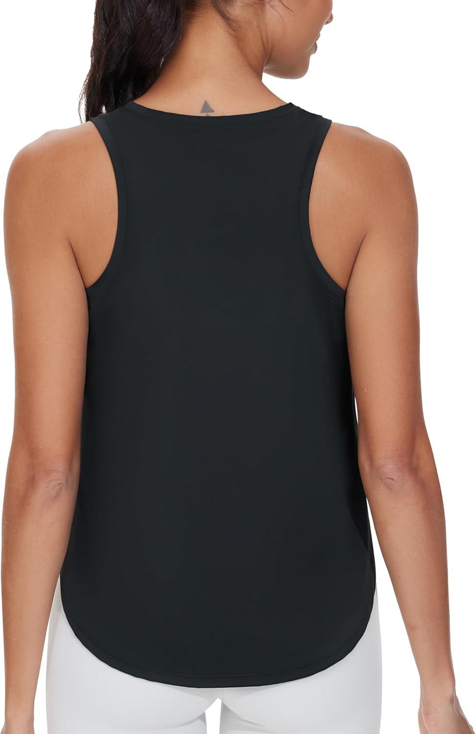 imageTHE GYM PEOPLE Womens Racerback Workout Tank Tops Split Side Loose Fit Sleeveless Yoga Running Shirts with Curved HemBlack