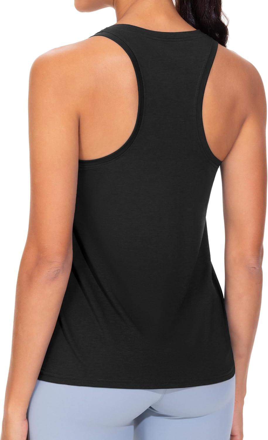 imageTHE GYM PEOPLE Womens Racerback Workout Tanks Tops Sleeveless Running Athletic Yoga ShirtsBlack