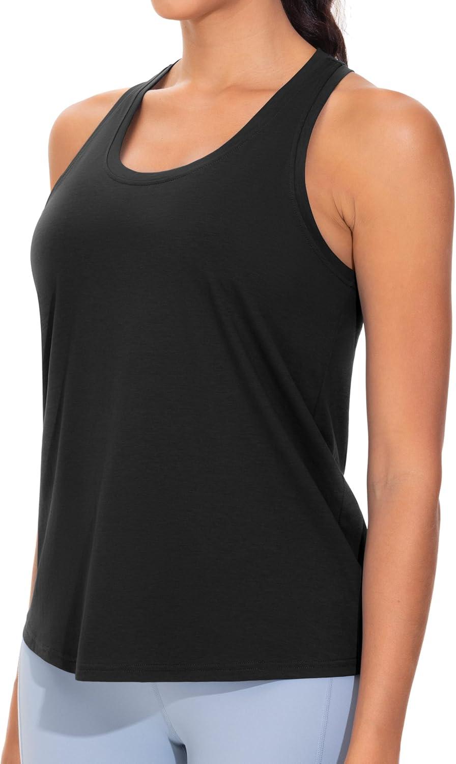 imageTHE GYM PEOPLE Womens Racerback Workout Tanks Tops Sleeveless Running Athletic Yoga ShirtsBlack