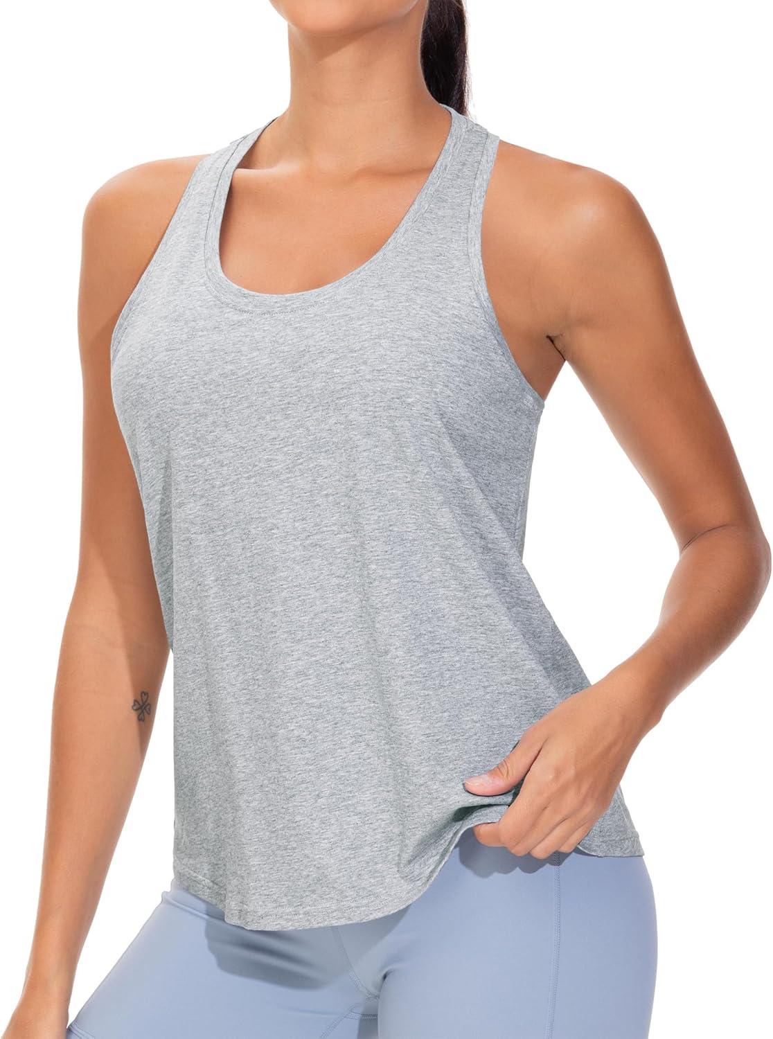 imageTHE GYM PEOPLE Womens Racerback Workout Tanks Tops Sleeveless Running Athletic Yoga ShirtsHeather Grey