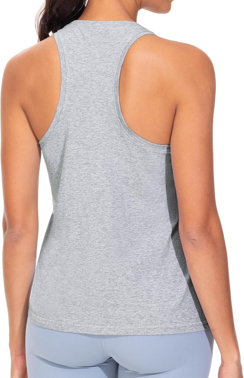 imageTHE GYM PEOPLE Womens Racerback Workout Tanks Tops Sleeveless Running Athletic Yoga ShirtsHeather Grey