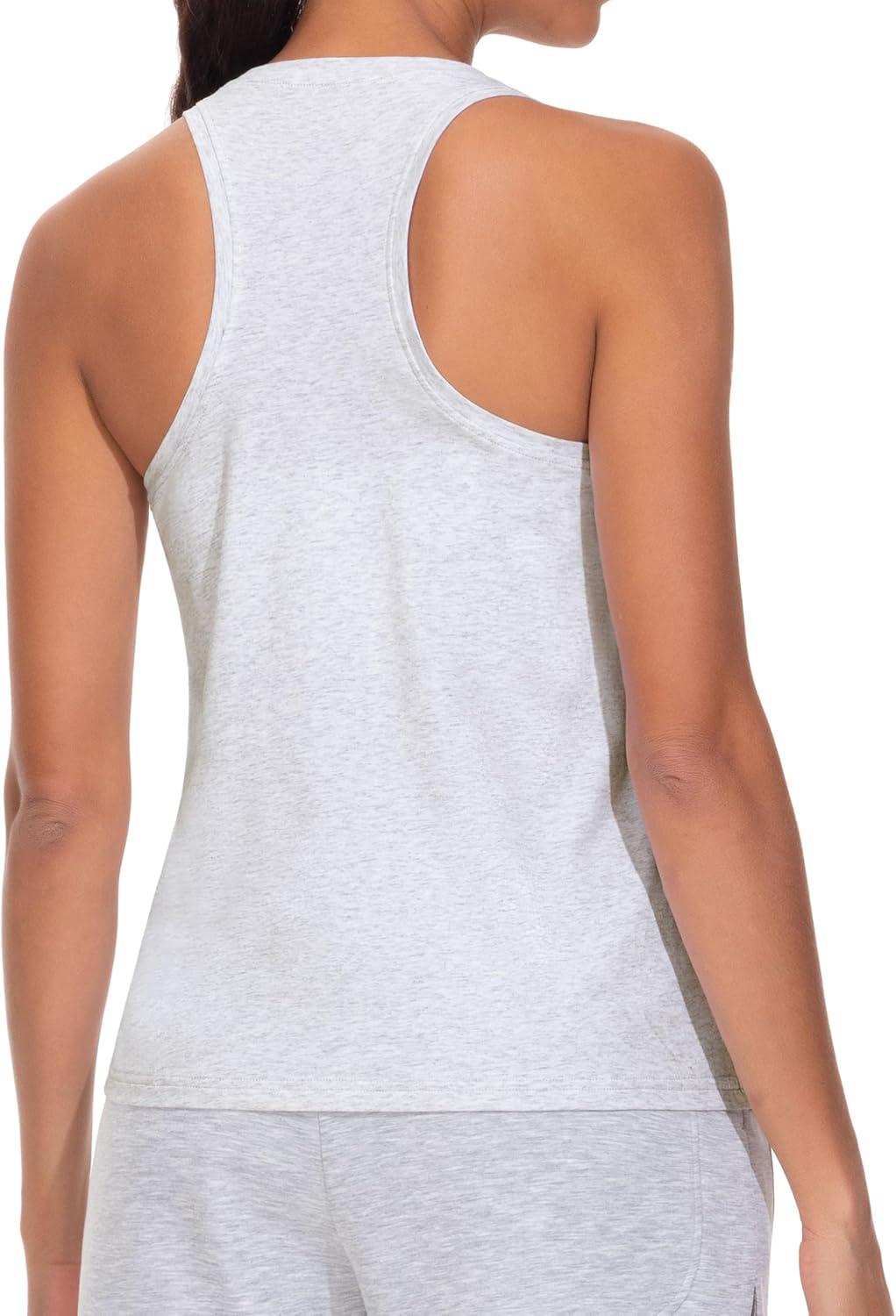 imageTHE GYM PEOPLE Womens Racerback Workout Tanks Tops Sleeveless Running Athletic Yoga ShirtsHeather White