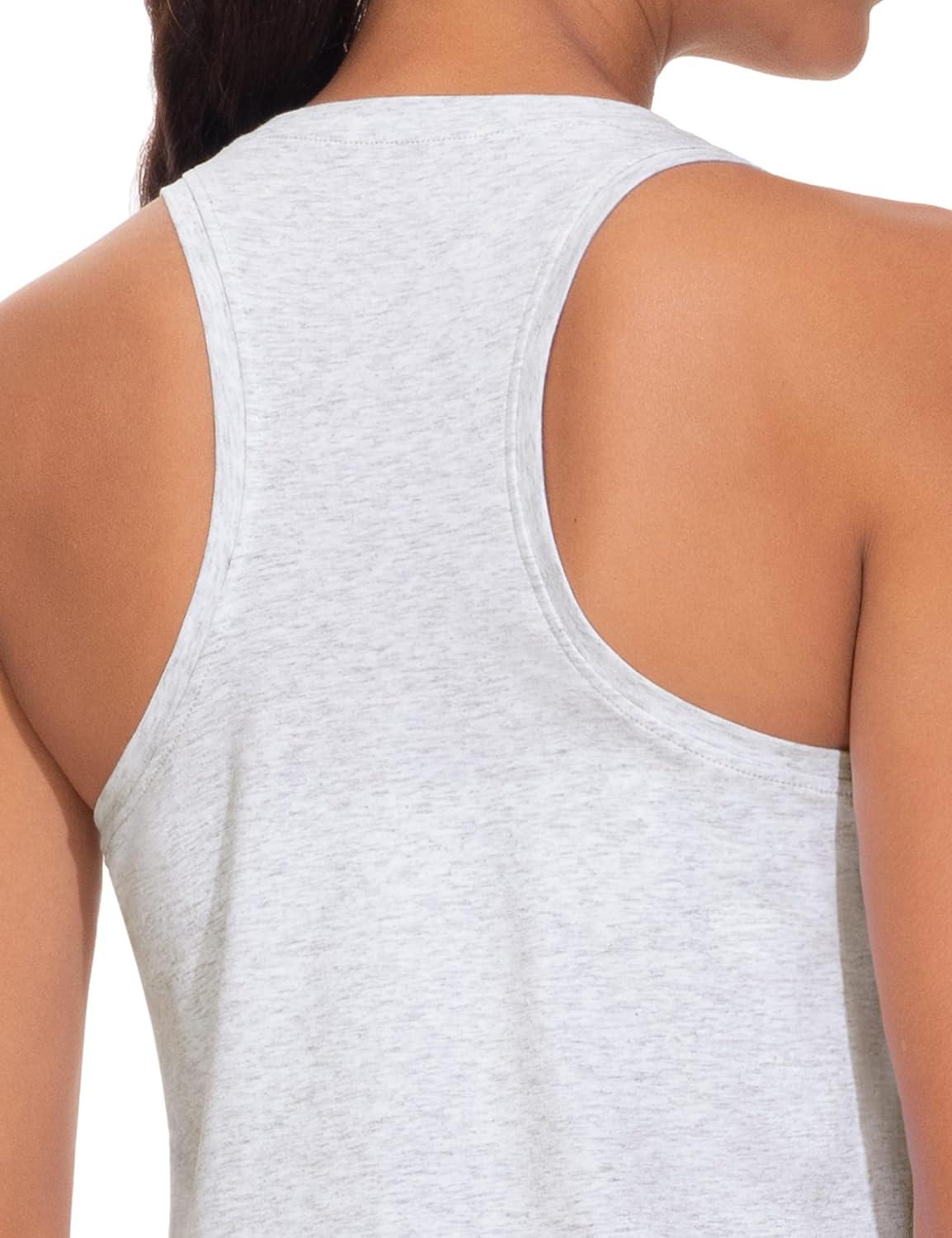 imageTHE GYM PEOPLE Womens Racerback Workout Tanks Tops Sleeveless Running Athletic Yoga ShirtsHeather White