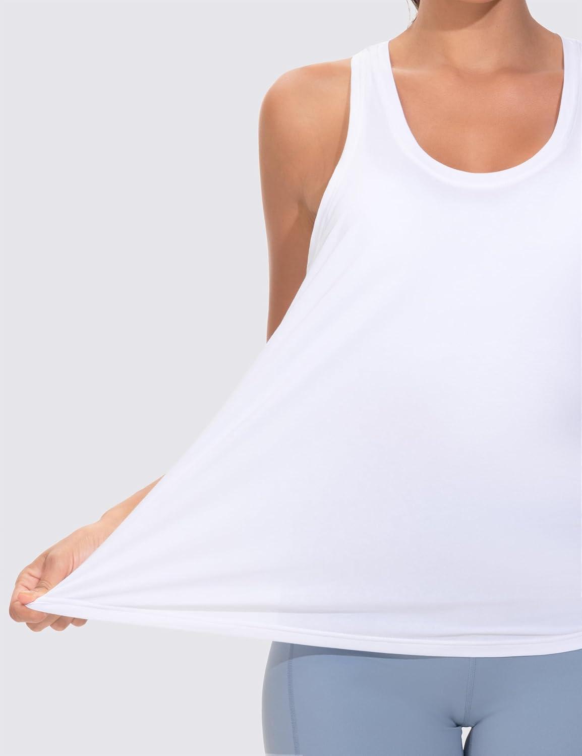 imageTHE GYM PEOPLE Womens Racerback Workout Tanks Tops Sleeveless Running Athletic Yoga ShirtsWhite