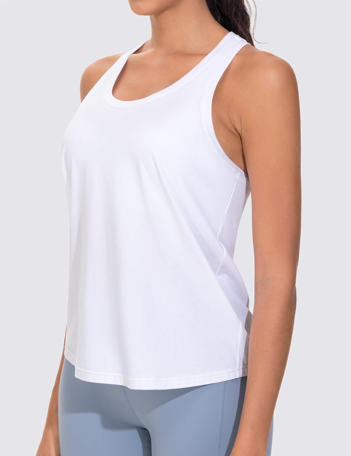 imageTHE GYM PEOPLE Womens Racerback Workout Tanks Tops Sleeveless Running Athletic Yoga ShirtsWhite