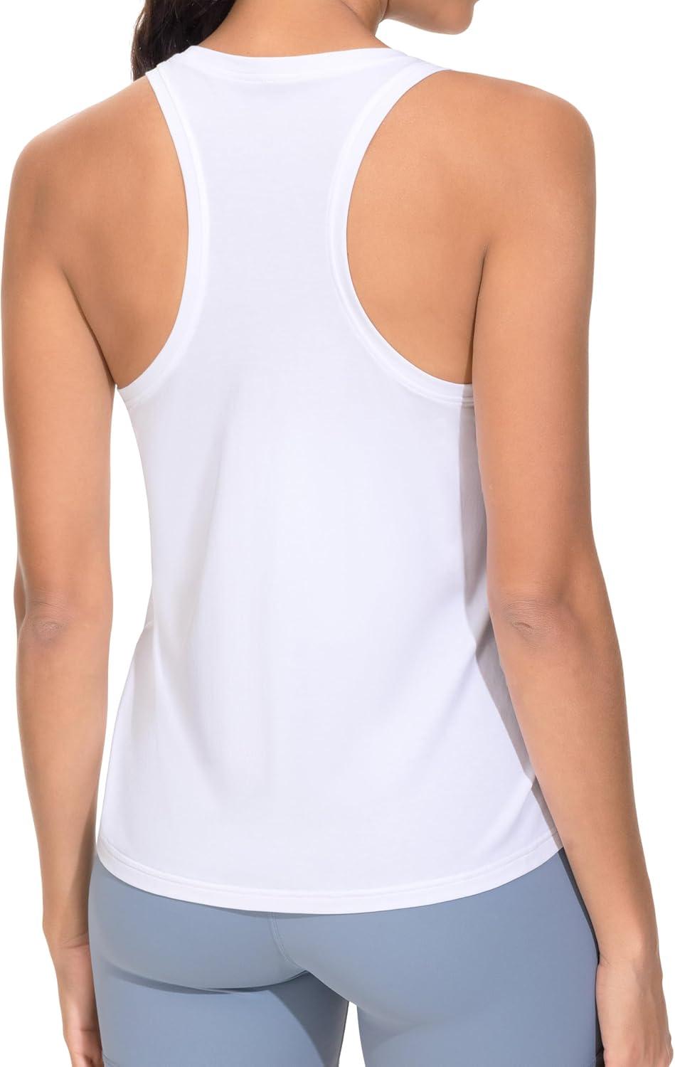 imageTHE GYM PEOPLE Womens Racerback Workout Tanks Tops Sleeveless Running Athletic Yoga ShirtsWhite