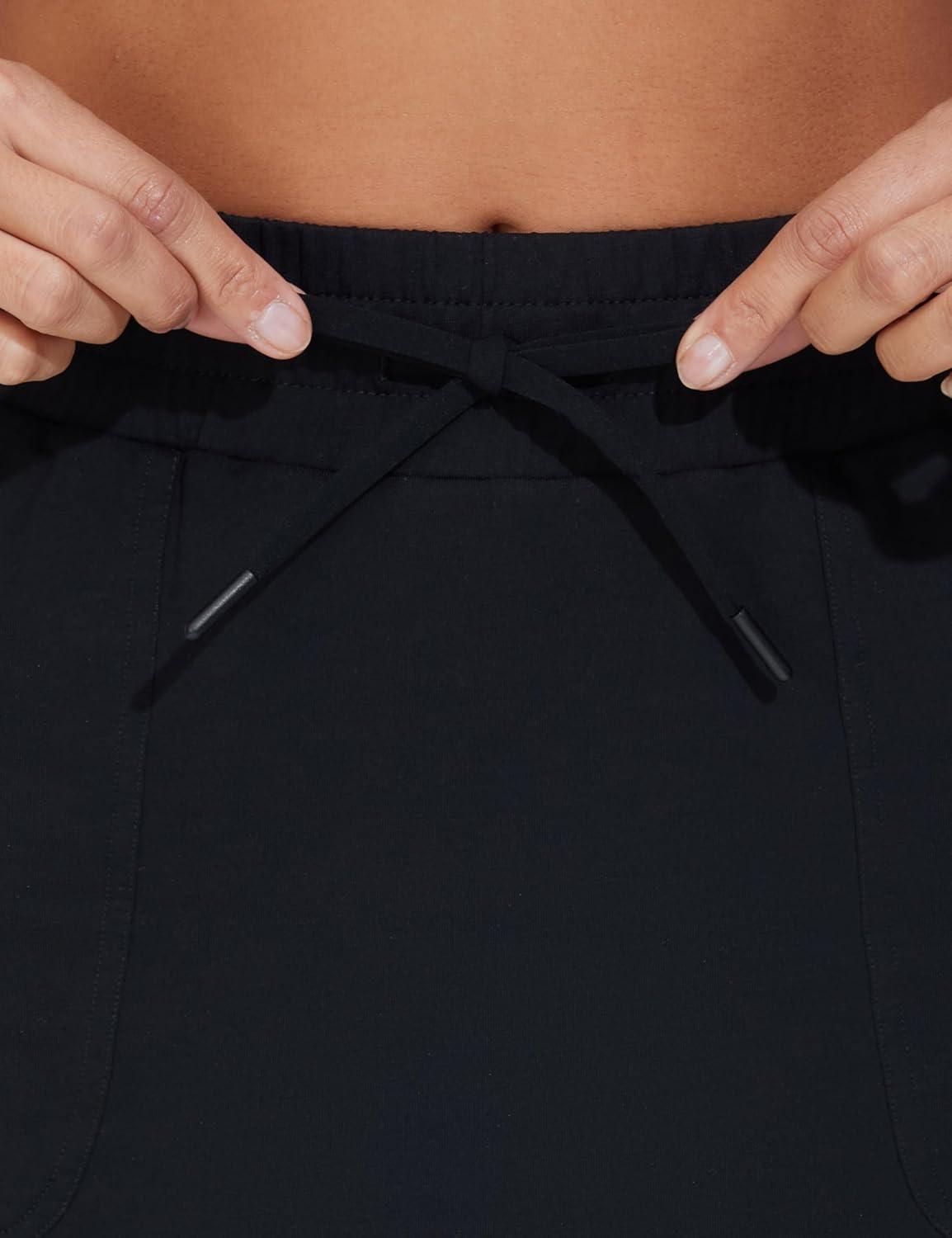 imageTHE GYM PEOPLE Womens Sweat Skirts Drawstring Cotton Casual Work Lounge Jersey Skirt with Square PocketsBlack