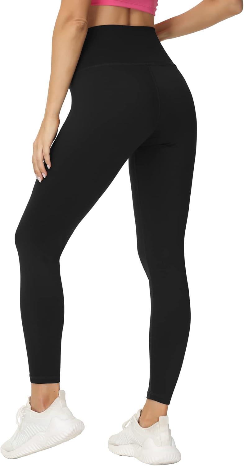 imageTHE GYM PEOPLE Womens V Cross Waist Yoga Leggings with High Waisted Tummy ControlBlack