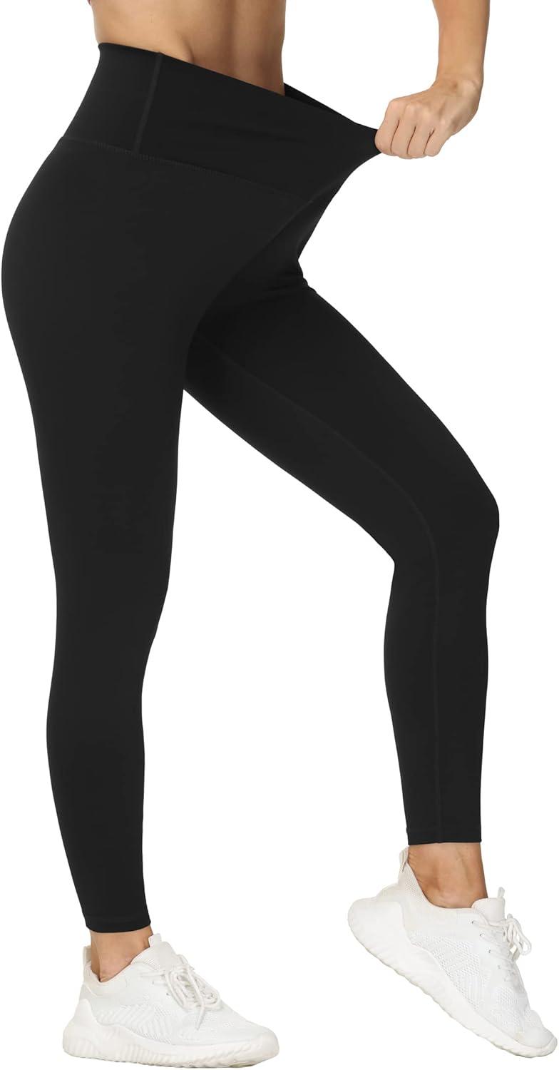 imageTHE GYM PEOPLE Womens V Cross Waist Yoga Leggings with High Waisted Tummy ControlBlack