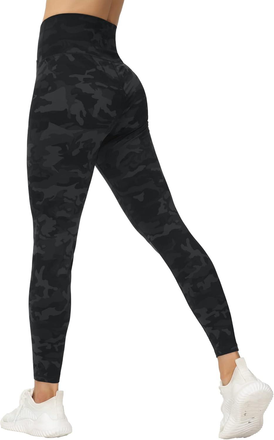 imageTHE GYM PEOPLE Womens V Cross Waist Yoga Leggings with High Waisted Tummy ControlBlack Camo