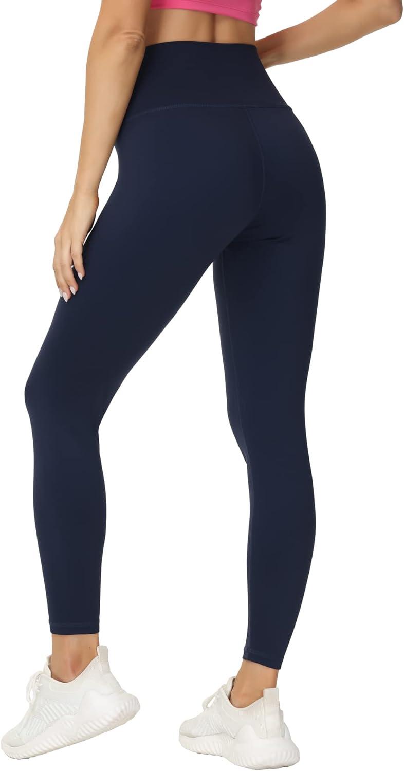 imageTHE GYM PEOPLE Womens V Cross Waist Yoga Leggings with High Waisted Tummy ControlBlue