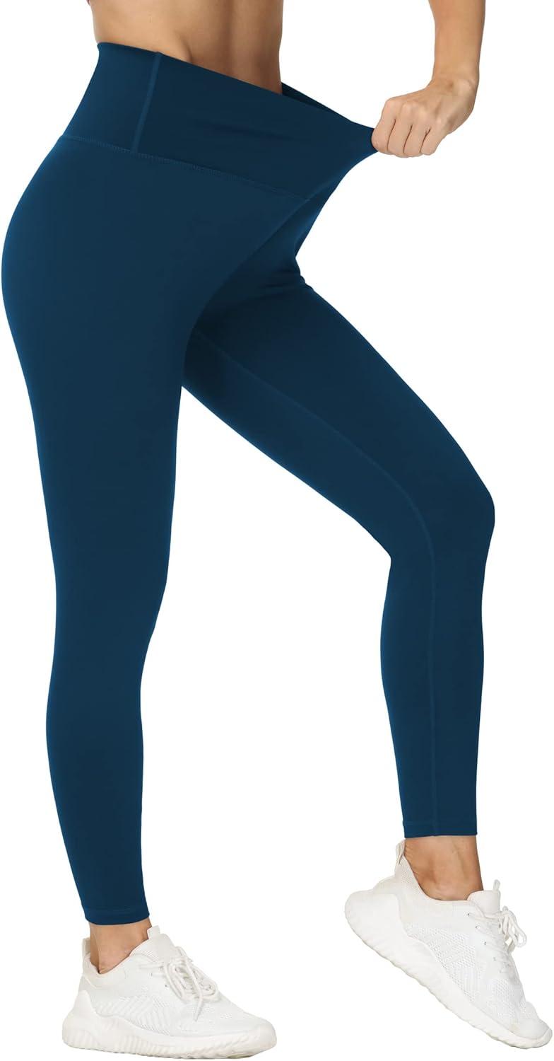 imageTHE GYM PEOPLE Womens V Cross Waist Yoga Leggings with High Waisted Tummy ControlDark Blue Green