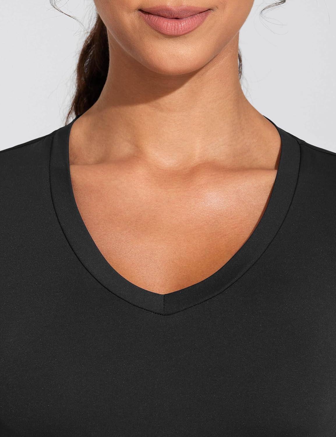imageTHE GYM PEOPLE Womens VNeck Crop Workout TShirts Slim Fit Basic Short Sleeve Yoga Casual Tee TopsBlack