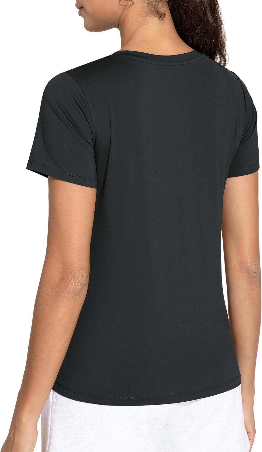 imageTHE GYM PEOPLE Womens VNeck Workout Shirts Short Sleeve Breathable Basic Yoga Athletic TShirtsBlack