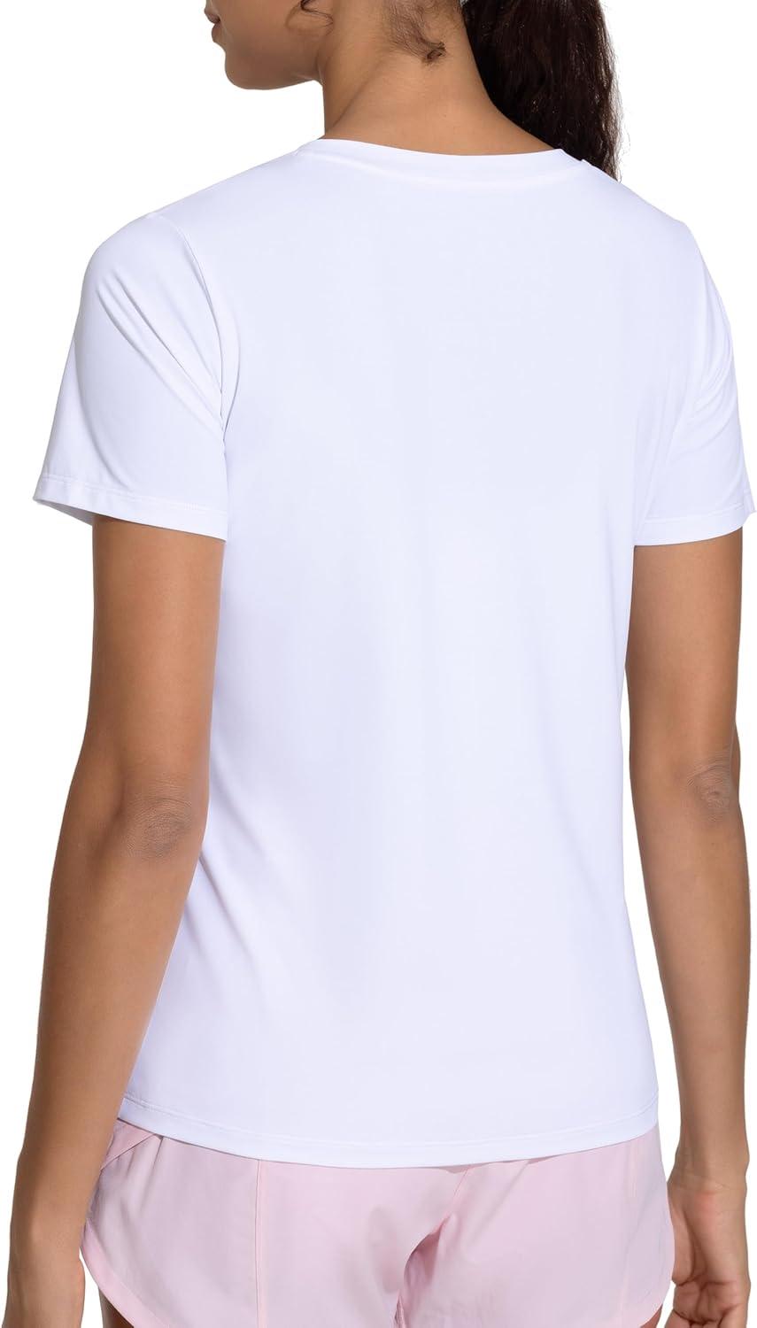 imageTHE GYM PEOPLE Womens VNeck Workout Shirts Short Sleeve Breathable Basic Yoga Athletic TShirtsWhite