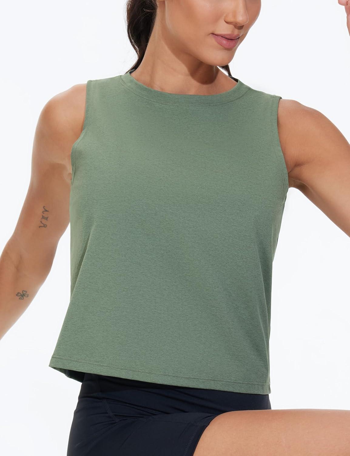 imageTHE GYM PEOPLE Womens Workout Tank Tops 3 Pack Quick Dry Athletic Running Sleeveless ShirtsBlackWhiteGreen