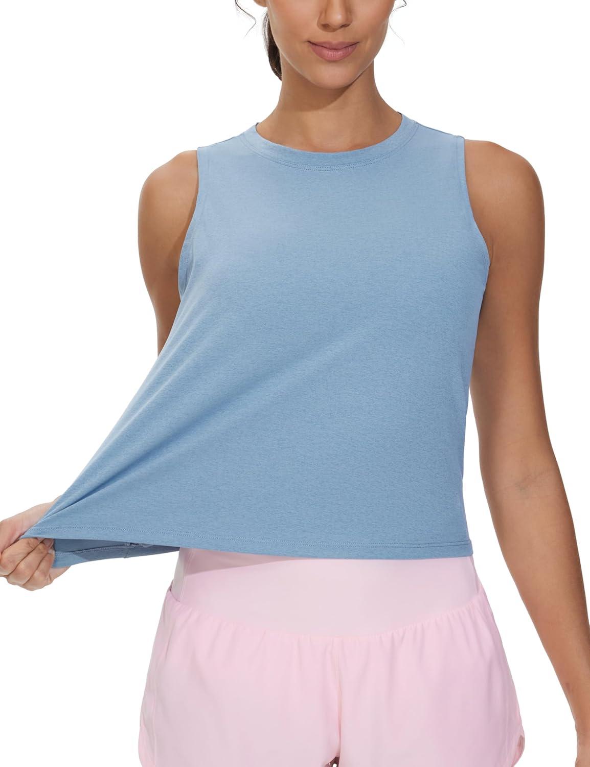imageTHE GYM PEOPLE Womens Workout Tank Tops 3 Pack Quick Dry Athletic Running Sleeveless ShirtsBlackWhiteInk Blue