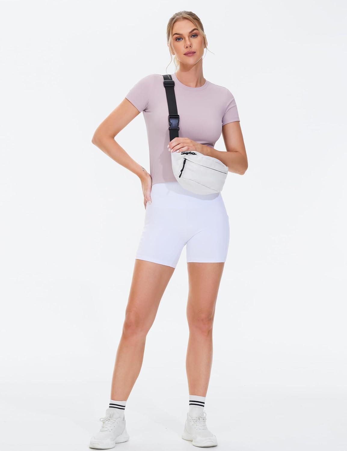 imageTHE GYM PEOPLE Womens Workout Tops Short Sleeve Slim Fit Breathable Athletic Yoga Running Casual Basic Tee ShirtsLight Purple