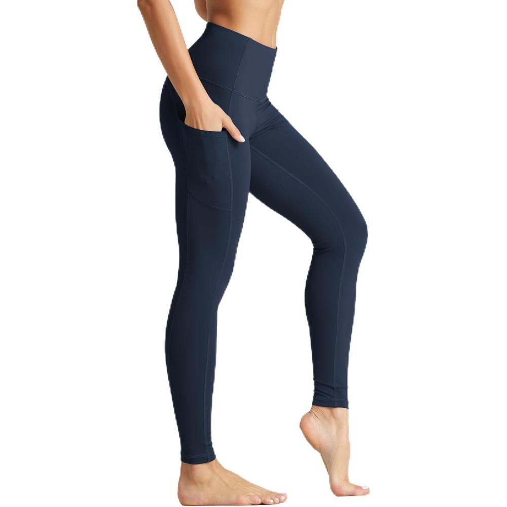 imageTHE GYM PEOPLE Womens High Waist Yoga Pants Soft Tummy Control Athletic Workout Leggings with Deep PocketsNavy Blue