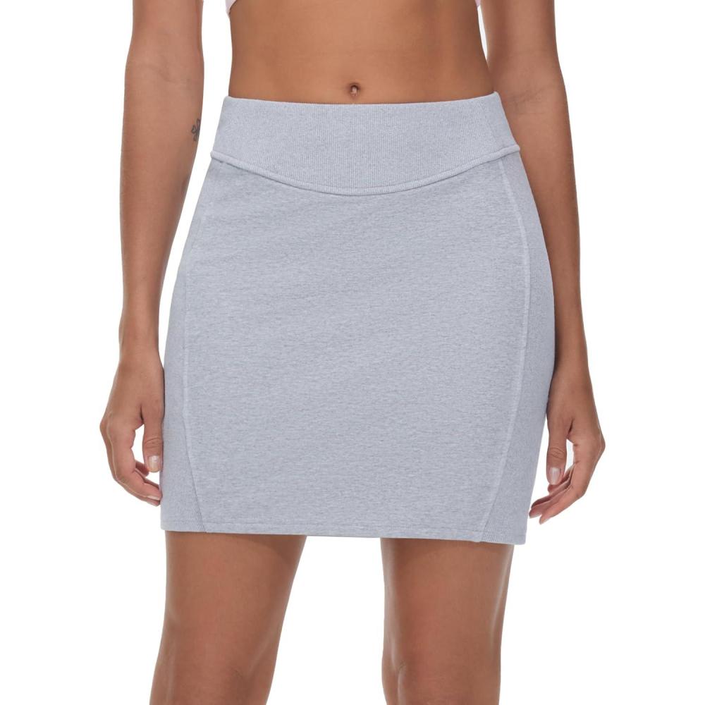 imageTHE GYM PEOPLE Womens High Waisted Sweat Skirts Lounge Workout Mini Pencil Short SkirtGrey