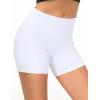 imageTHE GYM PEOPLE 2 Pack Womens High Waist Workout Shorts with Deep Pockets Tummy Control Running Yoga ShortsWhiteWhite