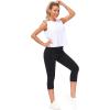 imageTHE GYM PEOPLE Tummy Control Workout Capris Leggings with Pockets High Waist Athletic Yoga Pants for Women Running HikingBlack