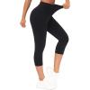 imageTHE GYM PEOPLE Tummy Control Workout Capris Leggings with Pockets High Waist Athletic Yoga Pants for Women Running HikingBlack