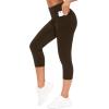 imageTHE GYM PEOPLE Tummy Control Workout Capris Leggings with Pockets High Waist Athletic Yoga Pants for Women Running HikingBrown