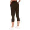 imageTHE GYM PEOPLE Tummy Control Workout Capris Leggings with Pockets High Waist Athletic Yoga Pants for Women Running HikingBrown