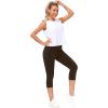 imageTHE GYM PEOPLE Tummy Control Workout Capris Leggings with Pockets High Waist Athletic Yoga Pants for Women Running HikingBrown