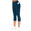 imageTHE GYM PEOPLE Tummy Control Workout Capris Leggings with Pockets High Waist Athletic Yoga Pants for Women Running HikingDark Blue Green