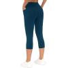 imageTHE GYM PEOPLE Tummy Control Workout Capris Leggings with Pockets High Waist Athletic Yoga Pants for Women Running HikingDark Blue Green