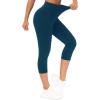 imageTHE GYM PEOPLE Tummy Control Workout Capris Leggings with Pockets High Waist Athletic Yoga Pants for Women Running HikingDark Blue Green