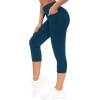 imageTHE GYM PEOPLE Tummy Control Workout Capris Leggings with Pockets High Waist Athletic Yoga Pants for Women Running HikingDark Blue Green