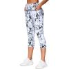 imageTHE GYM PEOPLE Tummy Control Workout Capris Leggings with Pockets High Waist Athletic Yoga Pants for Women Running HikingMarble