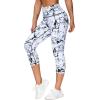 imageTHE GYM PEOPLE Tummy Control Workout Capris Leggings with Pockets High Waist Athletic Yoga Pants for Women Running HikingMarble