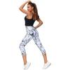 imageTHE GYM PEOPLE Tummy Control Workout Capris Leggings with Pockets High Waist Athletic Yoga Pants for Women Running HikingMarble