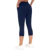 imageTHE GYM PEOPLE Tummy Control Workout Capris Leggings with Pockets High Waist Athletic Yoga Pants for Women Running HikingNavy Blue